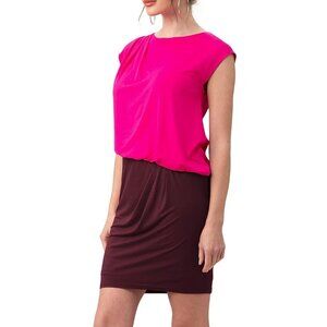 Trina Turk Size XL 5th Avenue Colorblocked Elegant Blouson Minidress City Rose